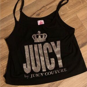 Black Juicy Couture tank top with silver rhinestone crown